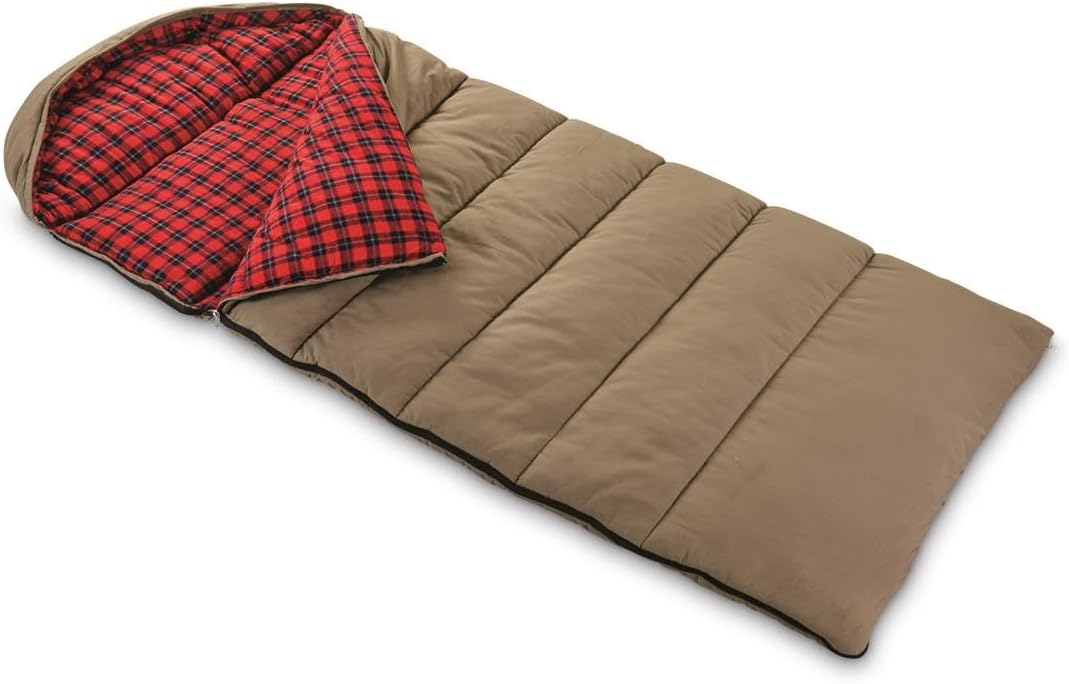 Sleeping Bag for Adults, Cold Weather, Winter, Hiking, Camping, Hunter, Canvas, -30 Degrees - Image 2