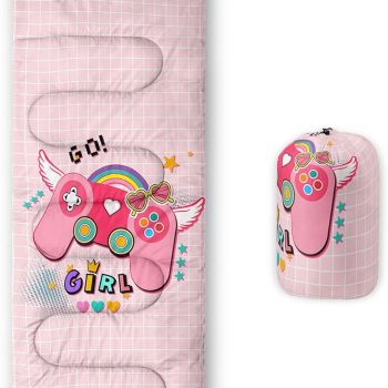 Kids Sleeping Bag for Boys Girls,Rocket Astronaut Moon Print-Lightweight Warm Portable Outdoor Indoor-Waterproof Cold Weather Resistant Sleeping Bag for Camping Hiking